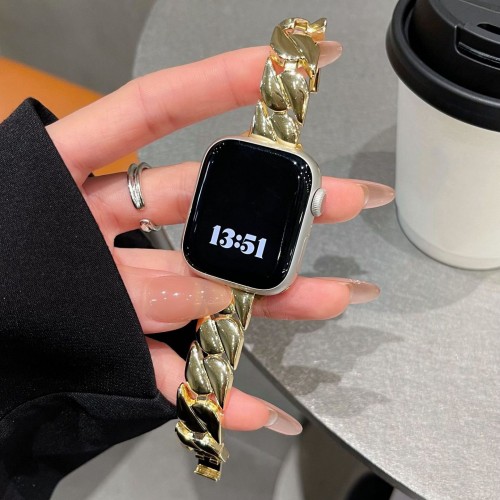 Metal Cuban Link Watch Band for Apple Watch: Bold Style for Modern Women